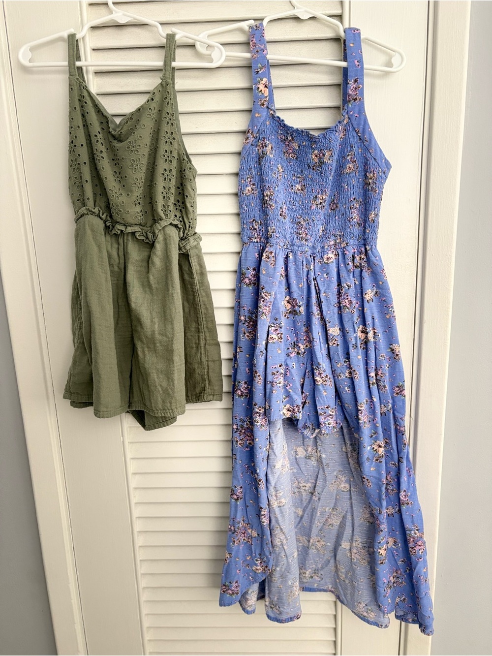 Girls Green and Blue Floral Smocked Maxi Rompers  bundle